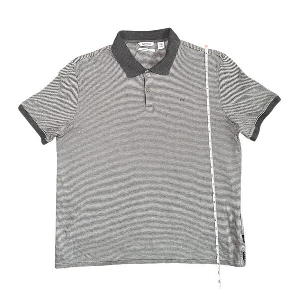 Calvin Klein - Mens Med - Liquid Touch Gray Striped Polo Cotton Shirt - Picture 5 of 10